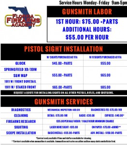 Gunsmithing Service Fees